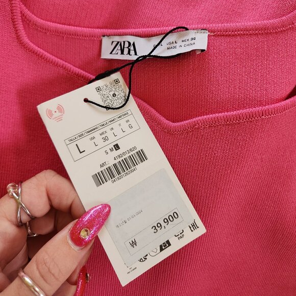 New Zara pink crop blouse and cardigan set size L - Picture 13 of 15
